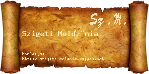 Szigeti Melánia névjegykártya
